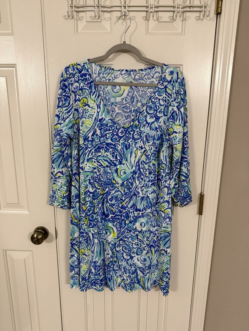 Lilly Pulitzer Erin Dress Blue Crush After Party T Shirt Dress XL